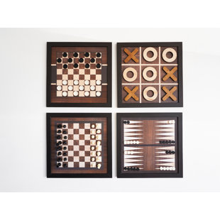 Magnetic Wall Decor Game Set Of 4 Dark Wood
