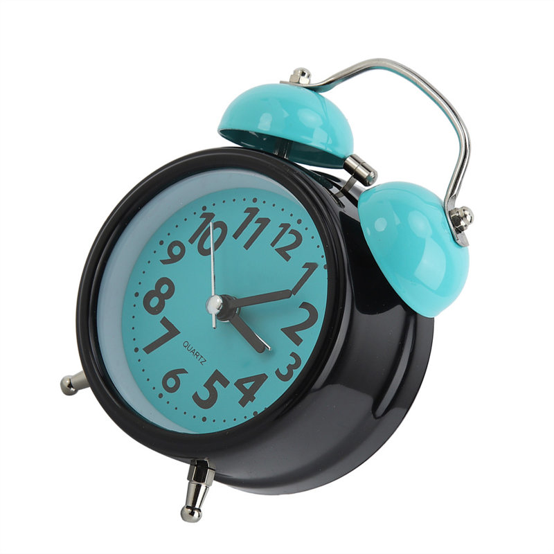 Light Blue Night Luminous Alarm Clock Double Bell Bedside
