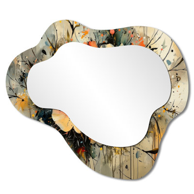 Couronne de perles, symphonie I - miroir asymétrique irrégulier couronne, miroir mural traditionnel, imprimé sur métal