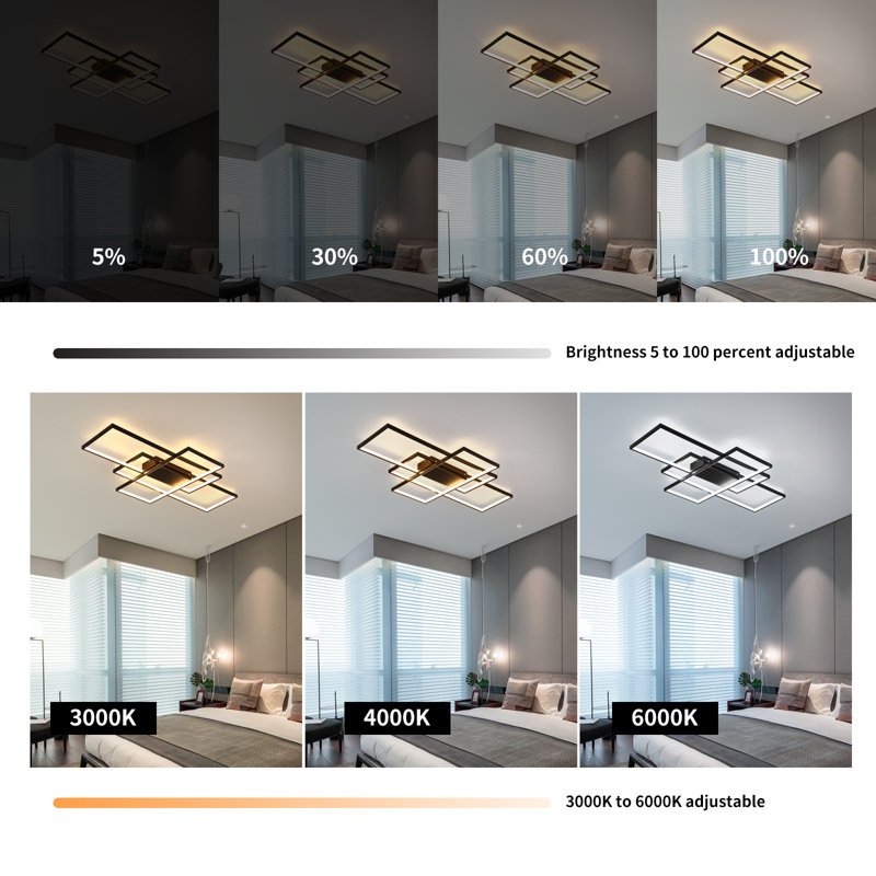 Arlyn 3-Light LED Flush Mount, Black, 8cm H x 110cm W x 65cm D