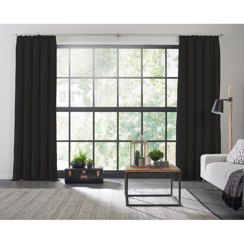 Torquay Blackout Curtain Pair, Black, 145cm Width x 150cm Drop