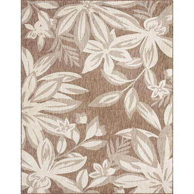 Tapis d'intérieur / extérieur à motif floral brun / brun clair Farrel