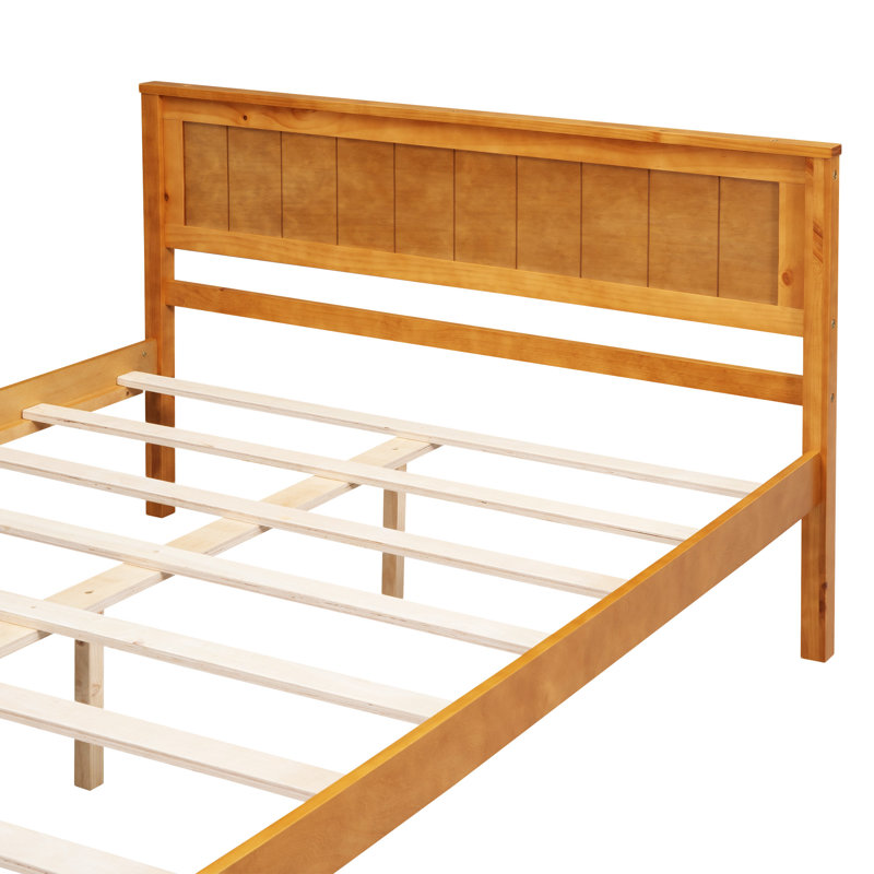 Base de lit plateforme avec tête de lit Beckville, Complète, Chêne