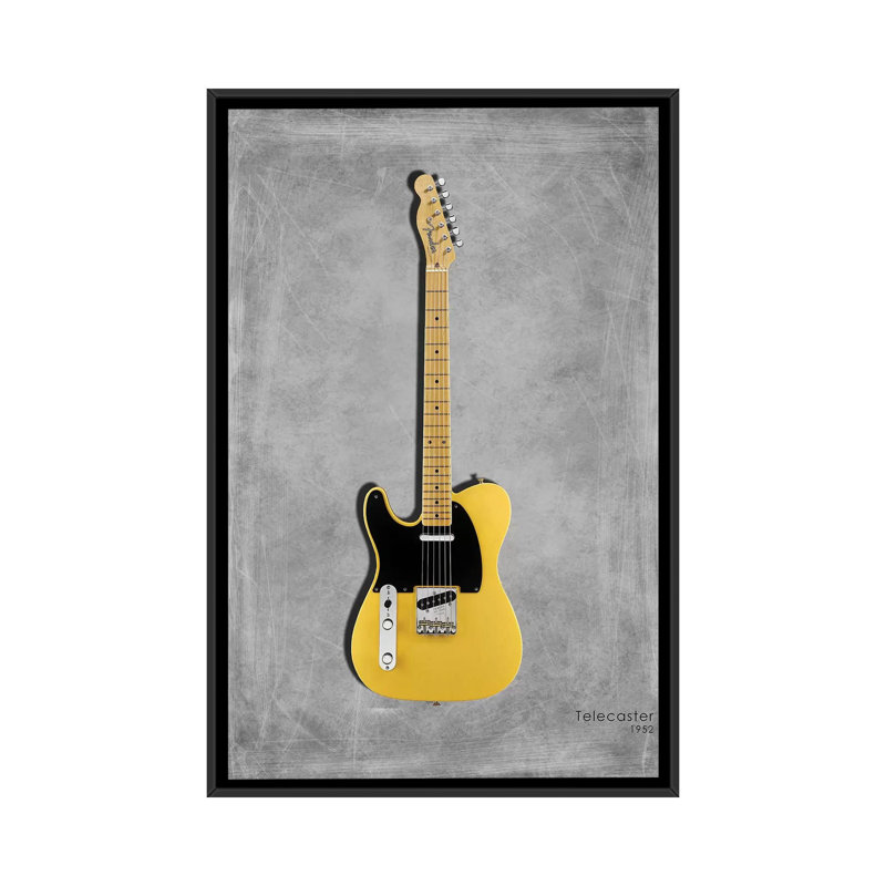« garde-boue telecaster 52 », impression sur toile tendue, H 26 po x l 18 po x P 1,5 po, Toile avec cadre noir, Pas de tapis