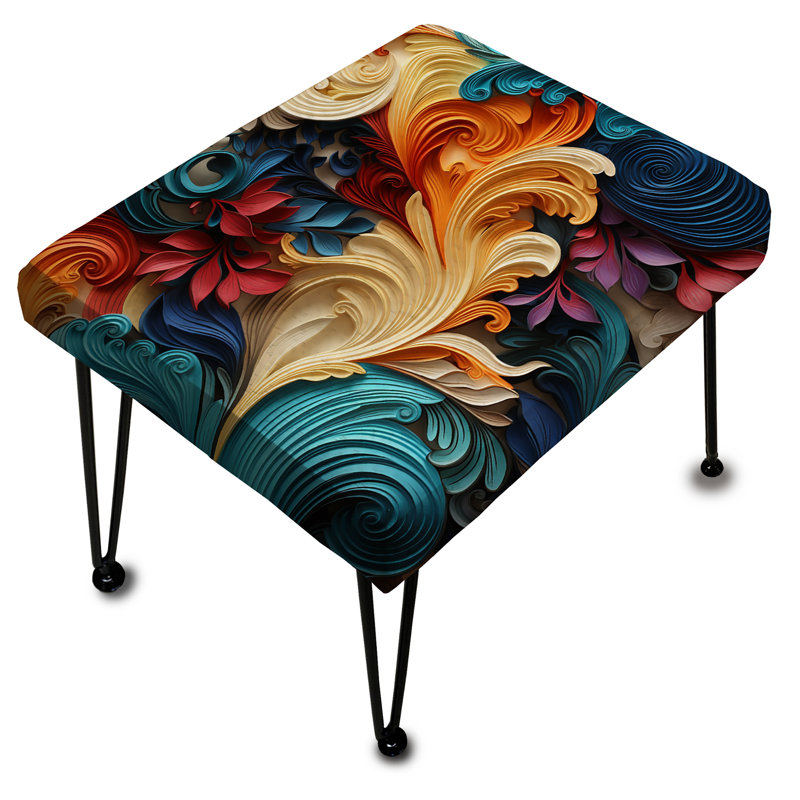 Bouquet de fleurs colorées Boho Paisley - Repose-pieds rectangulaire botanique