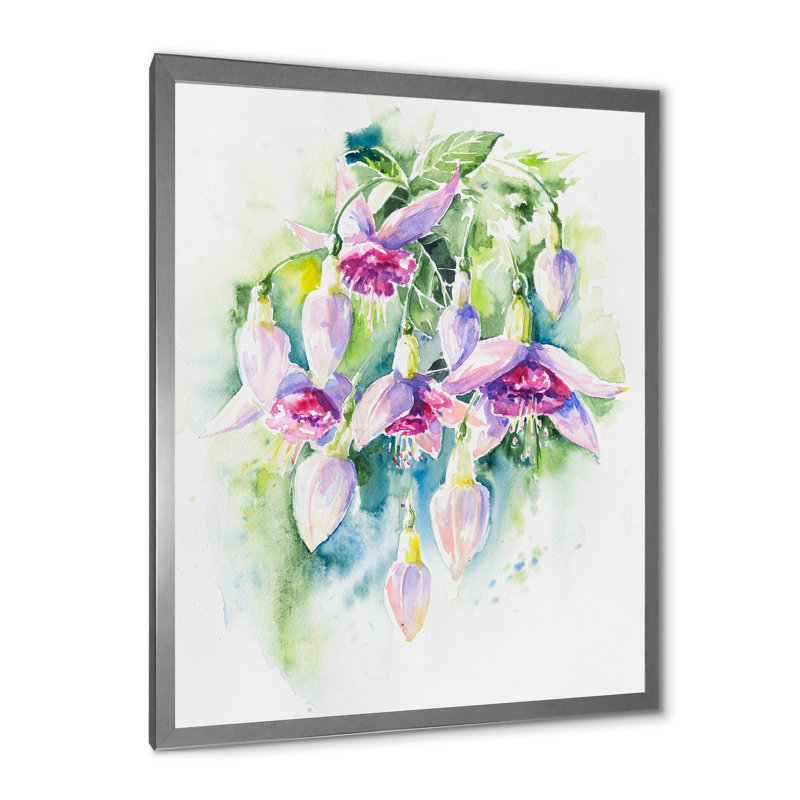 Bouquet de fleurs blanches fuchsia - décoration murale traditionnelle sur toile, Toile avec cadre photo argenté