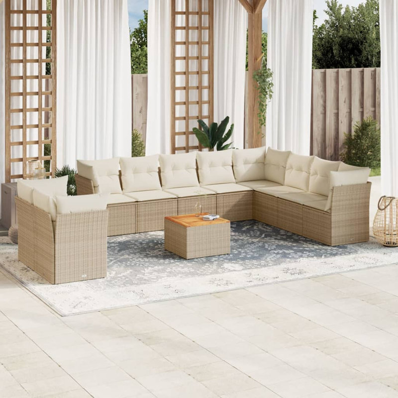 Ensemble de canapé de jardin Vidaxl beige et blanc crème