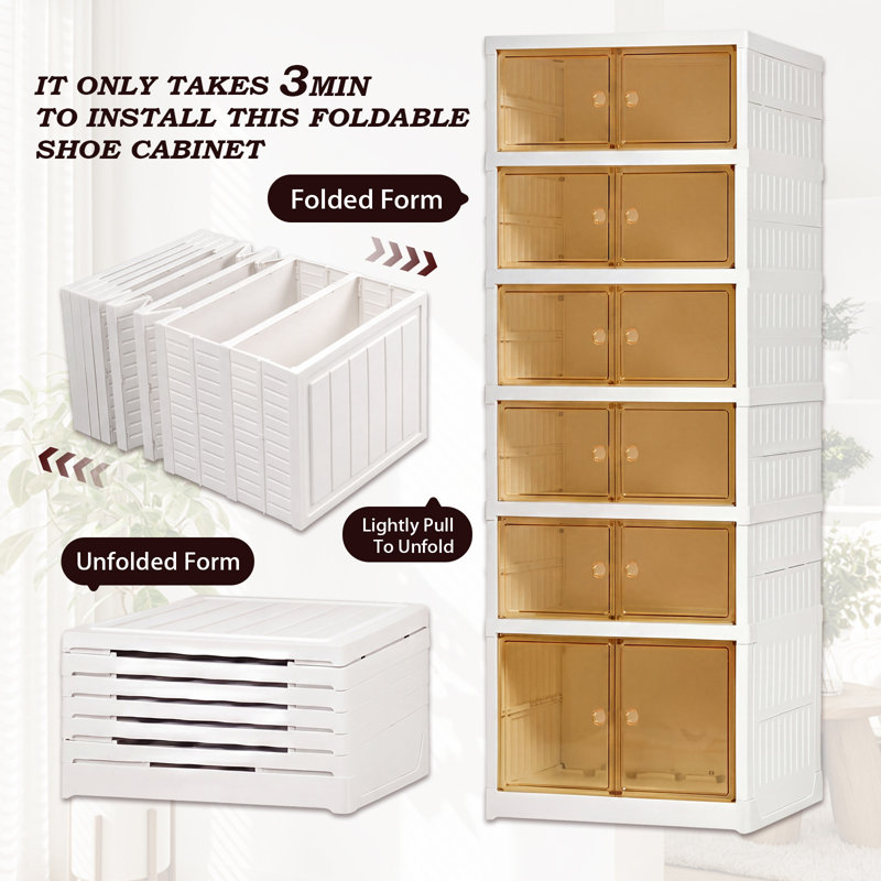 Shoe Storage Cabinet, 6 Tiers 12 Pairs