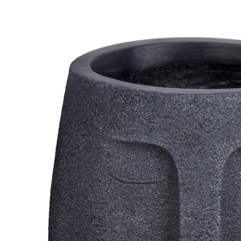 IDEALIST Textured Concrete Effect Oval Face Planter, Indoor Head Plant Pot for Indoor Plants, Black