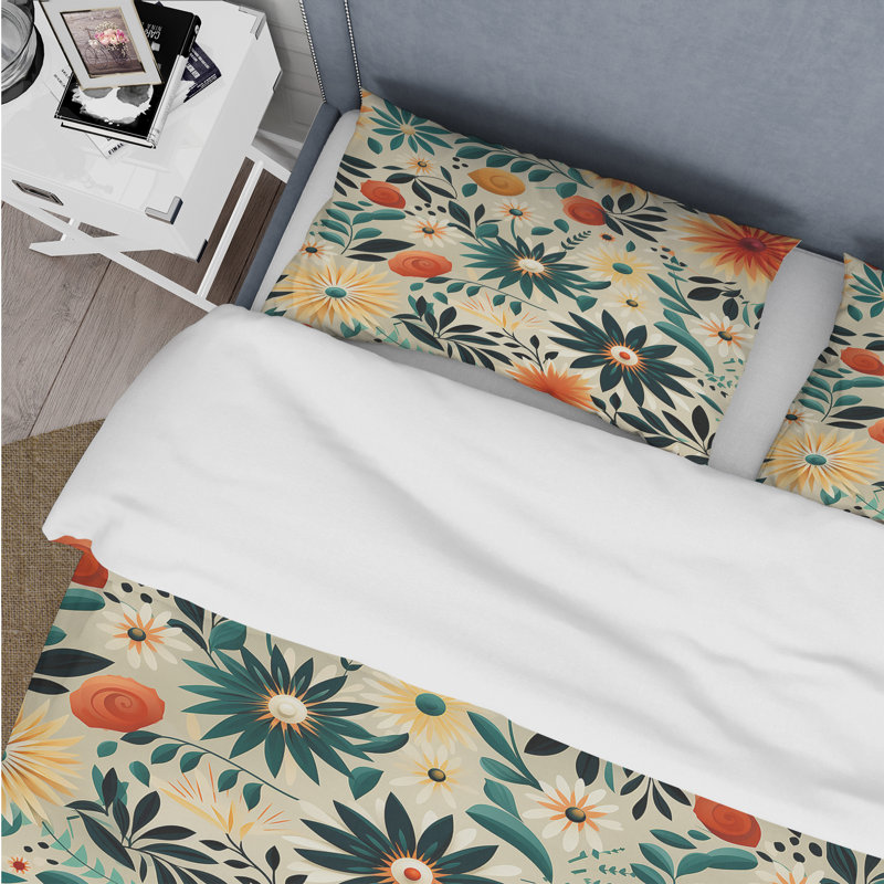 Multicolor Contemporary Floral Pattern II - Ensemble de housse de couette à motif floral