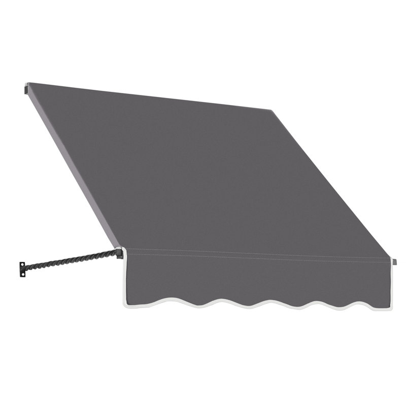 Awntech Santa Fe Acrylic Fabric Fixed Awning with Iron Rope Arms, 44" H x 52.5" W x 36" D, Gunmetal
