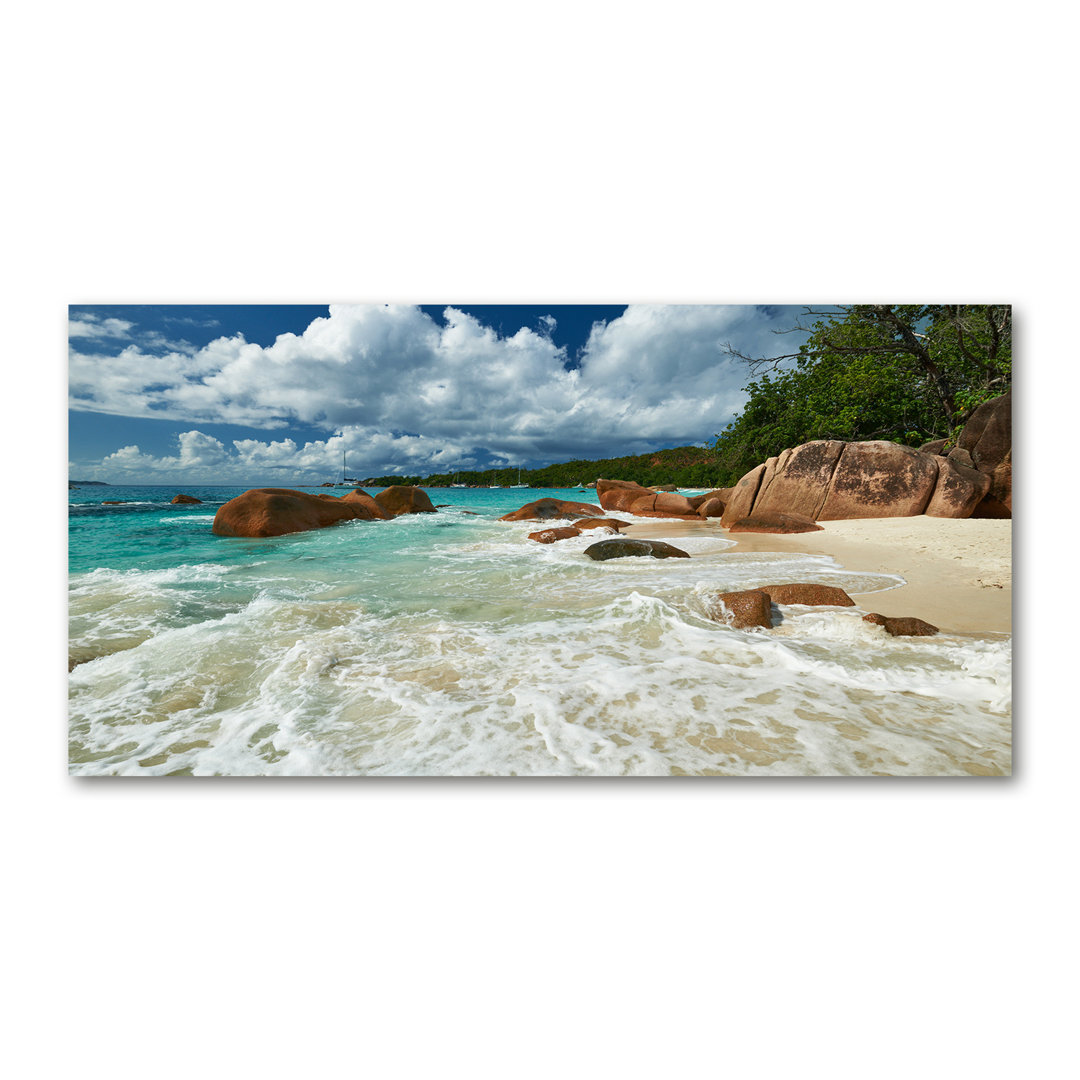 Leinwanddruck - Wandkunst - Drucke auf Leinwand - 140X70 Bild Bildthema: Seychellen Strand