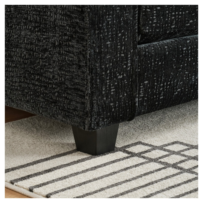 Canapé d'angle en L de 251 cm avec pouf amovible, canapé moderne 4 places en chenille noire