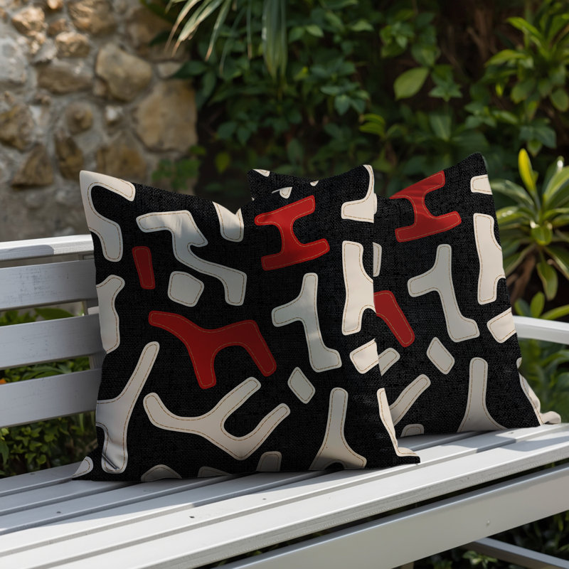 Coussin intérieur / extérieur 2 ensembles Mai, Rouge, 16 x 16