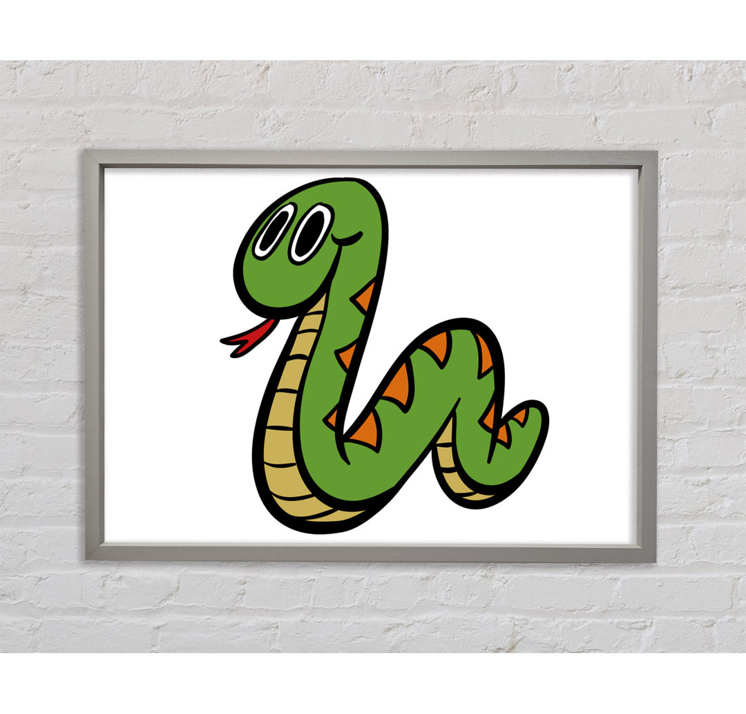 Gerahmtes Leinwandbild Cartoon Snake in Flieder