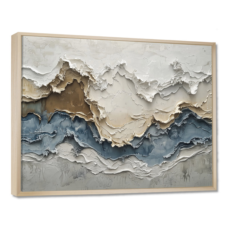 Cannock - Abstract Wall Art, H 12 po x l 20 po, Cadre flottant, Crème, crème