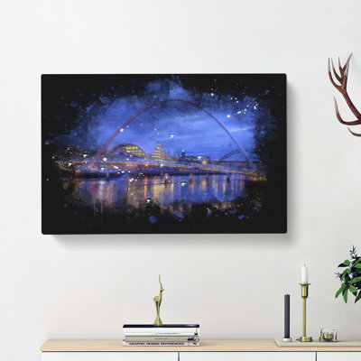 Millennium Bridge in Newcastle - Wrapped Canvas