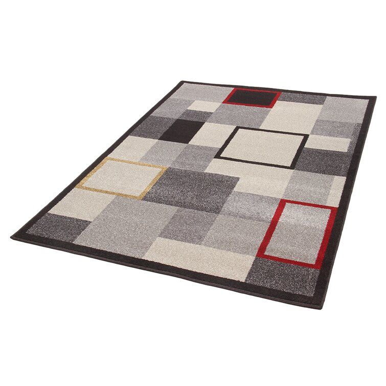 Ebern Designs Elliot Grey/Red Rug | Wayfair.co.uk