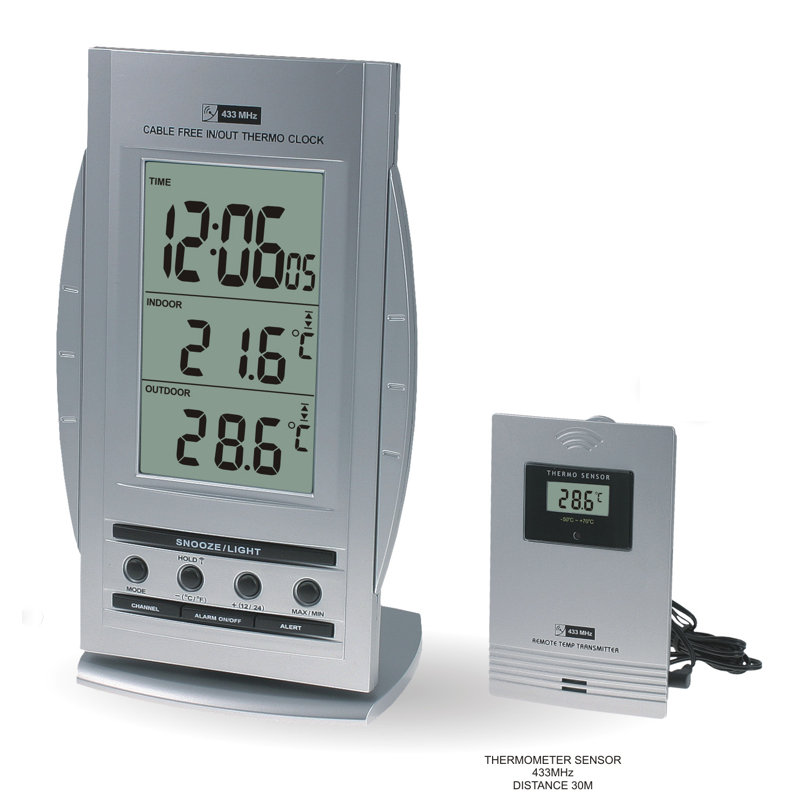 Digital Atomic Alarm Tabletop Clock in Silver