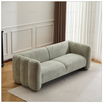 Elegant 3-Seater Boucle Sofa With Wave Design, Perfect For Living Rooms, Bedrooms, And Apartment Offices