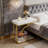 End Table, Bedside Table With Metal Base