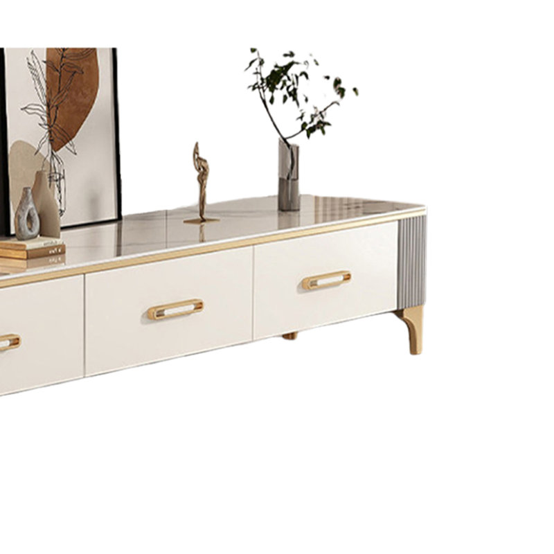 Meuble télé de luxe Italian Light, H 15,74 po x L 63 po x l 13,77 po, Gris / Blanc / Gris