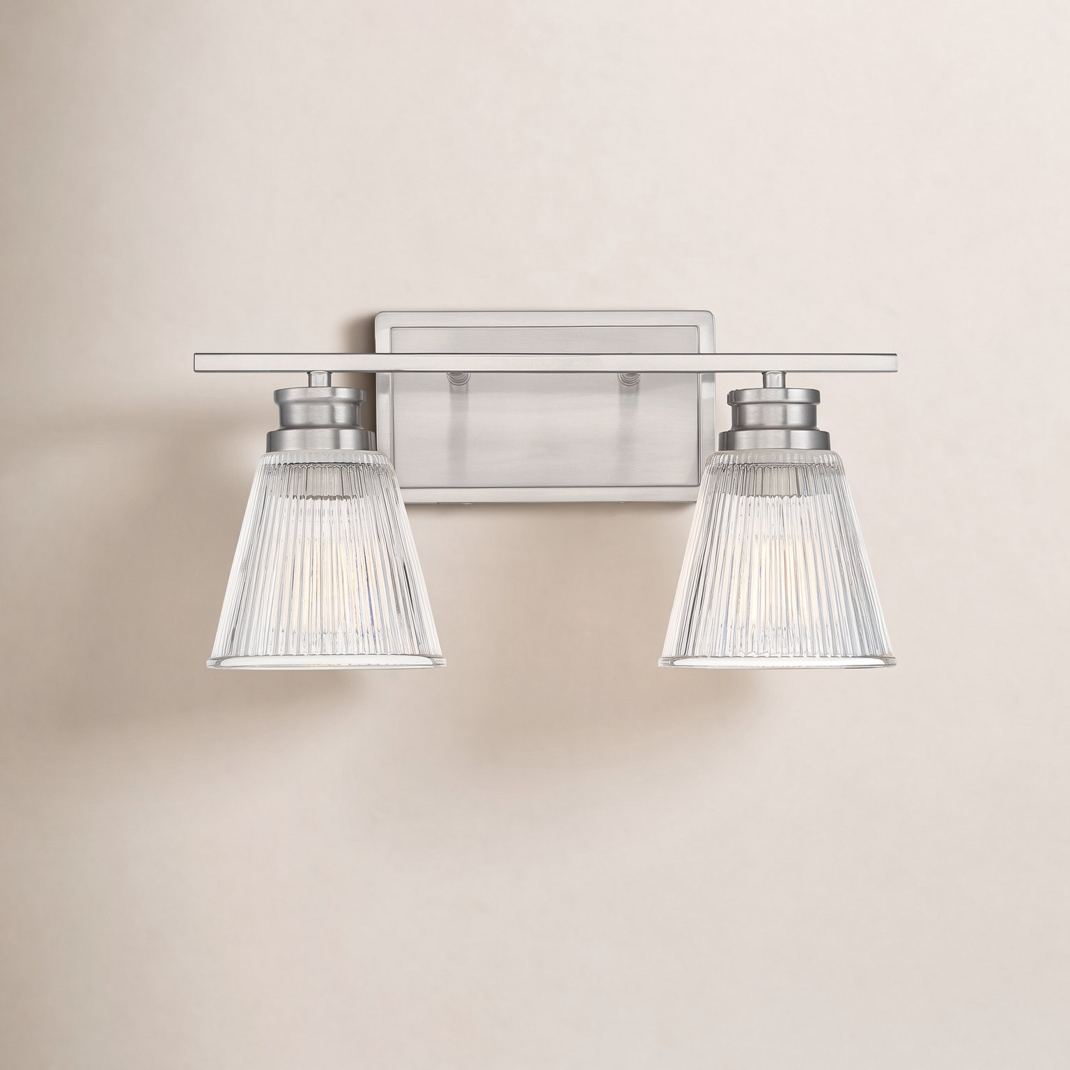 Orsina 2 Light Ribbed Dimmable Vanity Light, Brushed Nickel