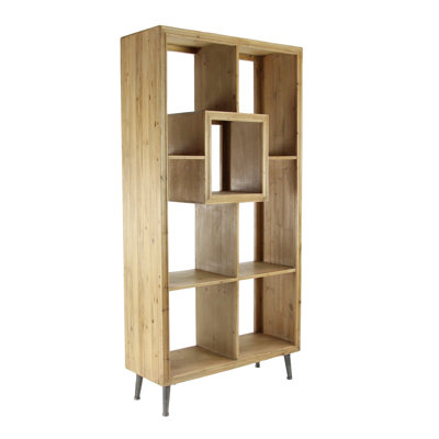 Étagère de rangement en bois à 5 tablettes géométriques brunes