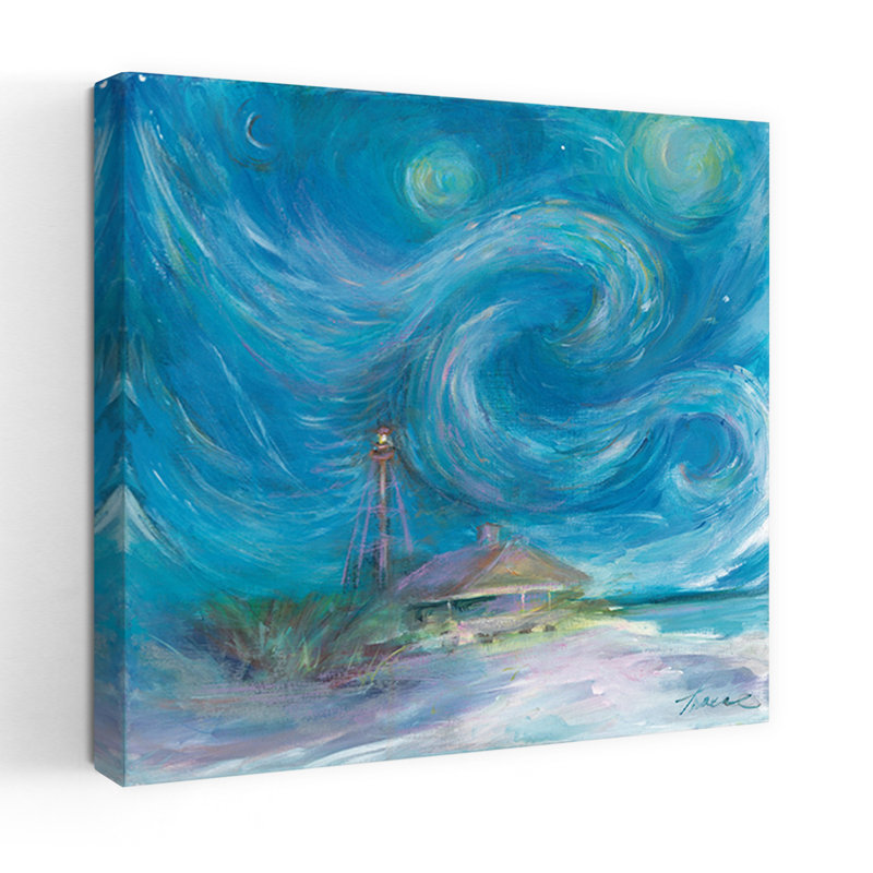 Nuit étoilée, art côtier abstrait, H 32 po x l 32 po