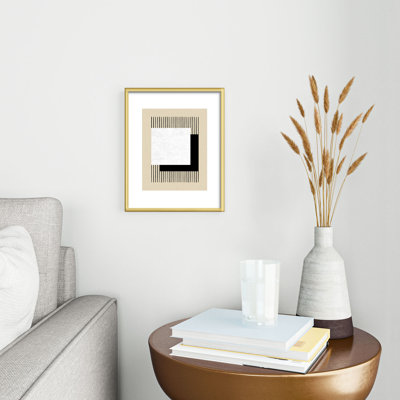 «MoonlightPrint Square BW Stripes», reproduction d'art encadrée en métal