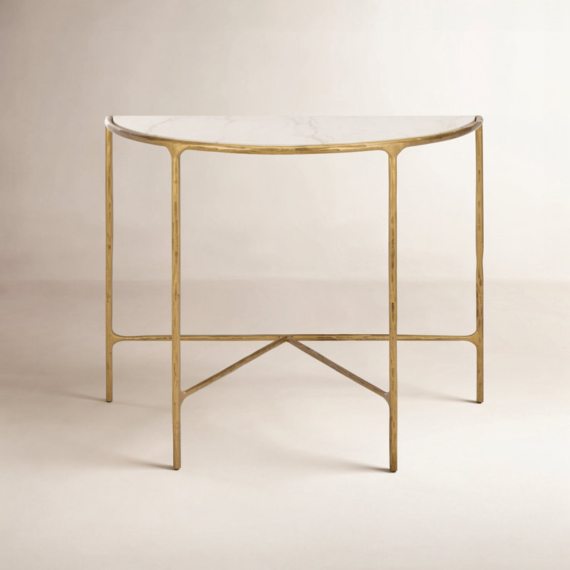 Evelynn 36'' Console Table, Brass, White Marble
