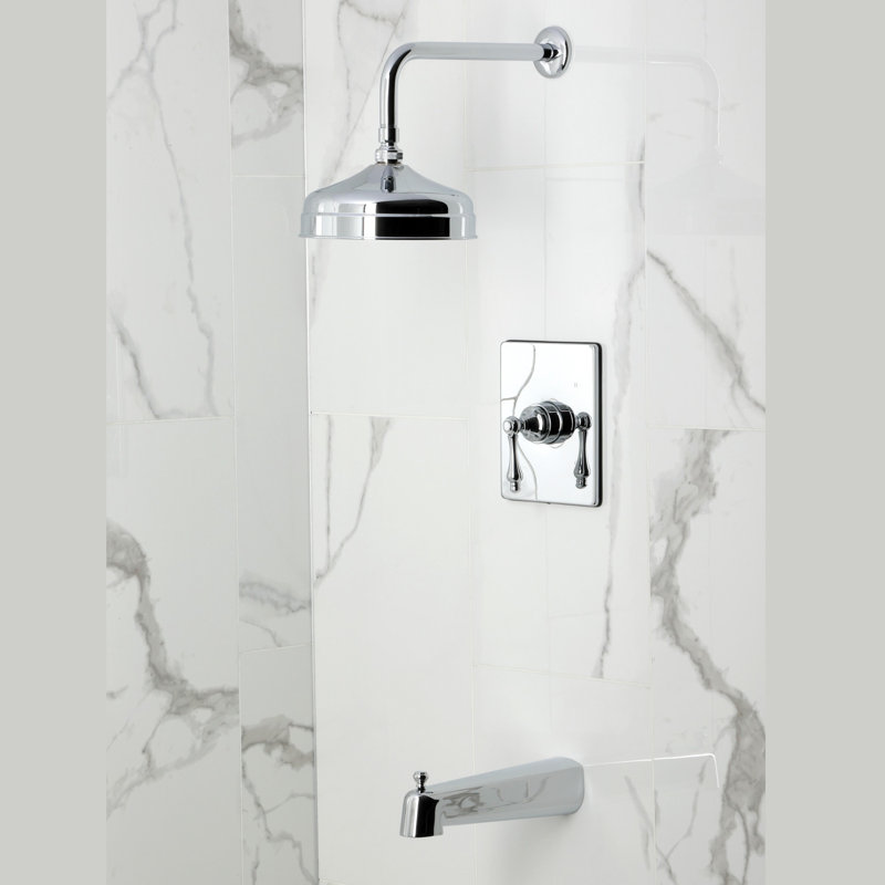 Kingston Brass Single-Handle Pressure Balanced Tub And Shower Faucet, Lever Handle, Polished Chrome