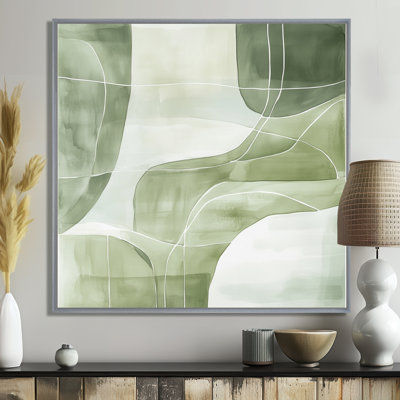 Art mural abstrait vert sauge, lignes sauge, ligne minimaliste