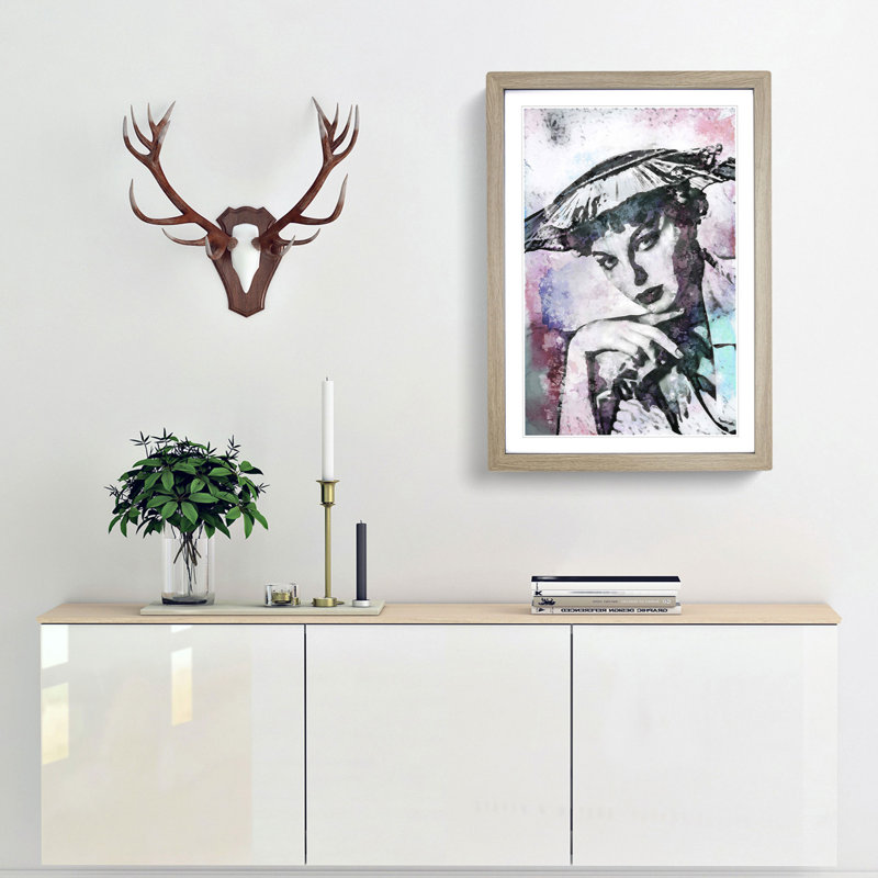 Joan Collins in Abstract - Framed Print, Oak, 76cm H x 50cm W x 2cm D