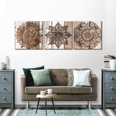 " Mandalas On Wood " 3 - Pieces
