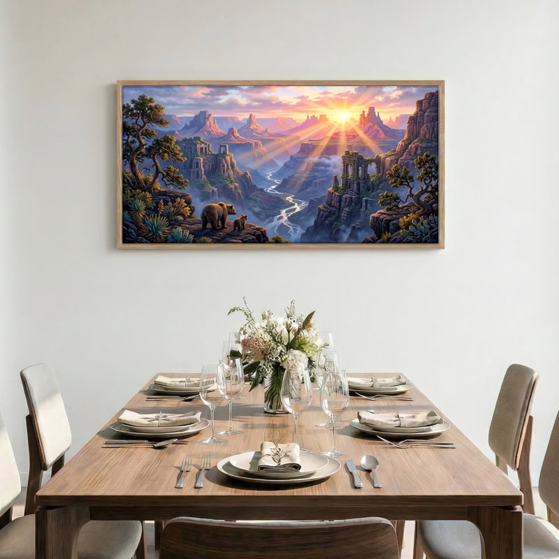 Tableau encadré Sunset Canyon sur toile, 122 x 61 cm (48 x 24 pouces), 1 pièce, 48 x 24 pouces