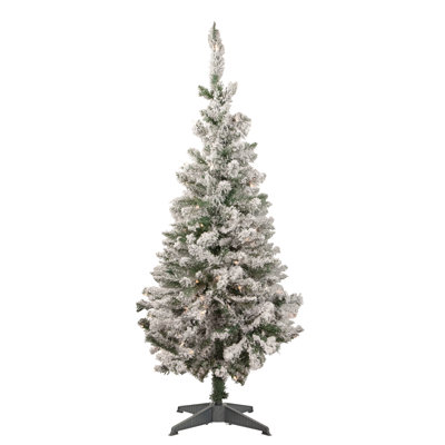 Arbre de Noël artificiel pin clair enneigé 4 pi avec lumières claires