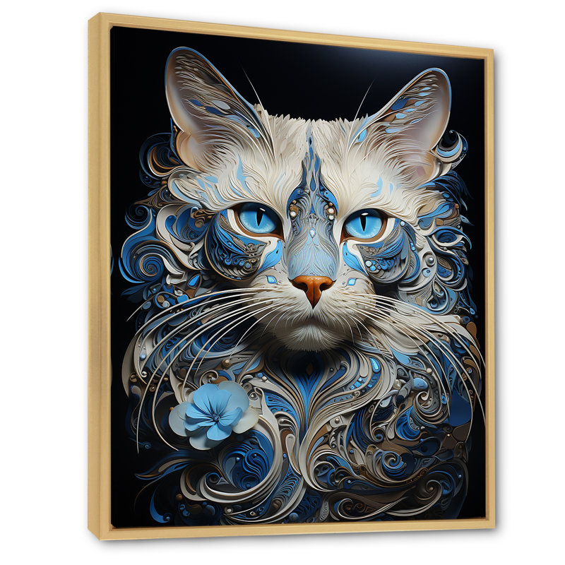 Chat siamois sérénade - impressions sur toile, H 44 po x l 34 po x P 1,5 po, Cadre naturel flottant