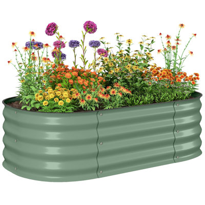 Galvanized Raised Garden Bed Planter Box, 8 x 2 x 1.5 FT, Green