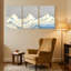 «Abstract Mountain Peaks Water Reflection Sky Light Blue Waves», ensemble de 3 impressions sur toile-552728496