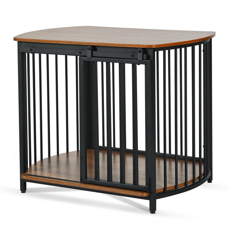 Mobilier de caisse moderne pour petits et moyens chiens | Table de bout avec portes doubles | Fabrication en pin robuste | Chenil d'intérieur et décoration intérieure | Assemblage facile