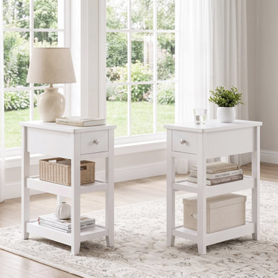 Table d'appoint de 24 po de hauteur, table d'appoint Ã©troite avec tiroir et tablettes, idÃ©ale pour les petits espaces