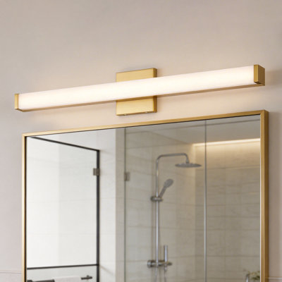 30 In. 1-Light Gold Modern Integrated LED Vanity Light Bar For Bathroom, Dimmable 3000K, 20W 1360Lm, Damp Rated