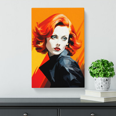 Woman With Red Hair Modern - Wrapped Canvas