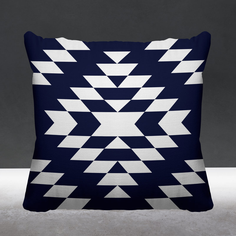 Coussin intérieur / extérieur Chantico Southwestern, 19 po x 19 po, Bleu marine, Carré