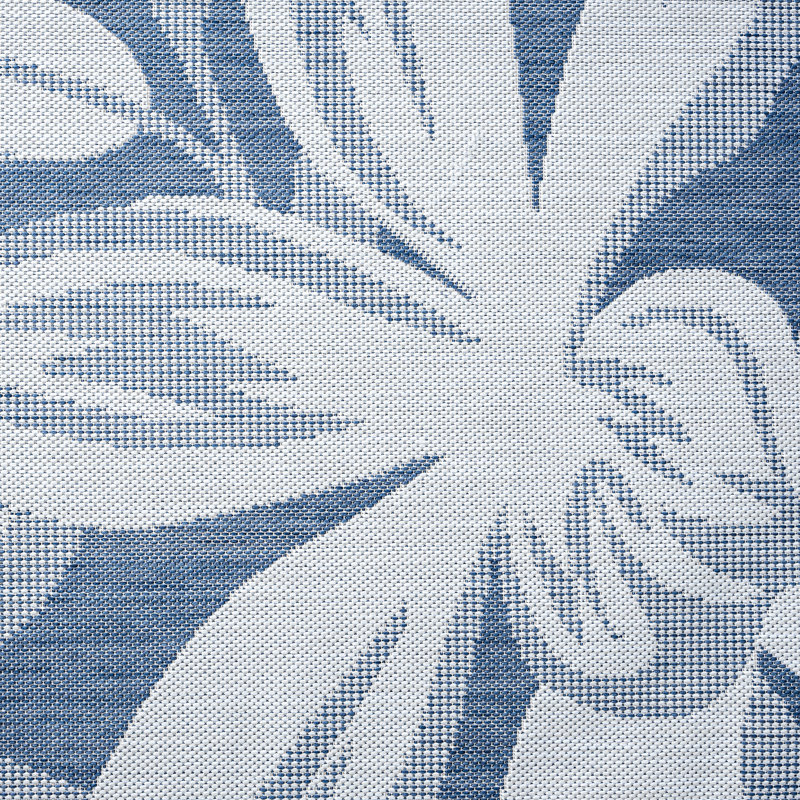 Tapis d'intérieur / extérieur bleu / crème à motif floral Baeten, Rectangle 8 pi 10 po x 12 pi 2 po