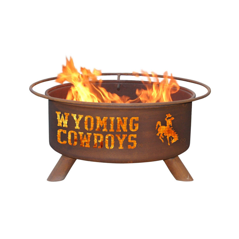 Collegiate Series 16" H x 30" W Steel Outdoor Fire Pit with Lid, Wyoming