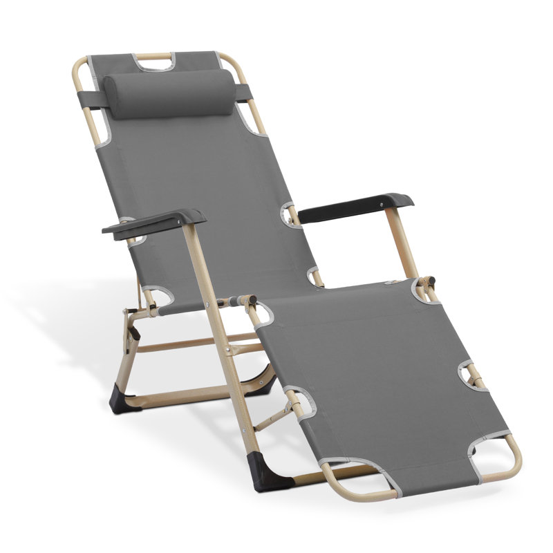 Fauteuil inclinable pliant, fauteuil inclinable d'extérieur pliable avec dossier et repose-pieds réglables, gris