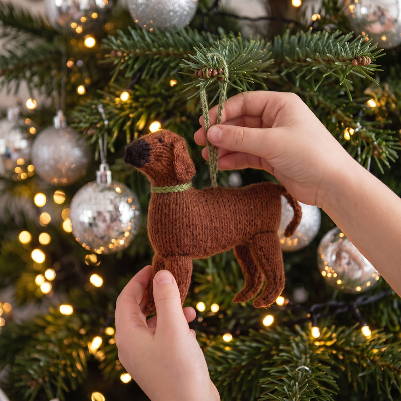 Hand Knit Alpaca Christmas Ornament Rhodesian Ridgeback Dog Hanging figurine