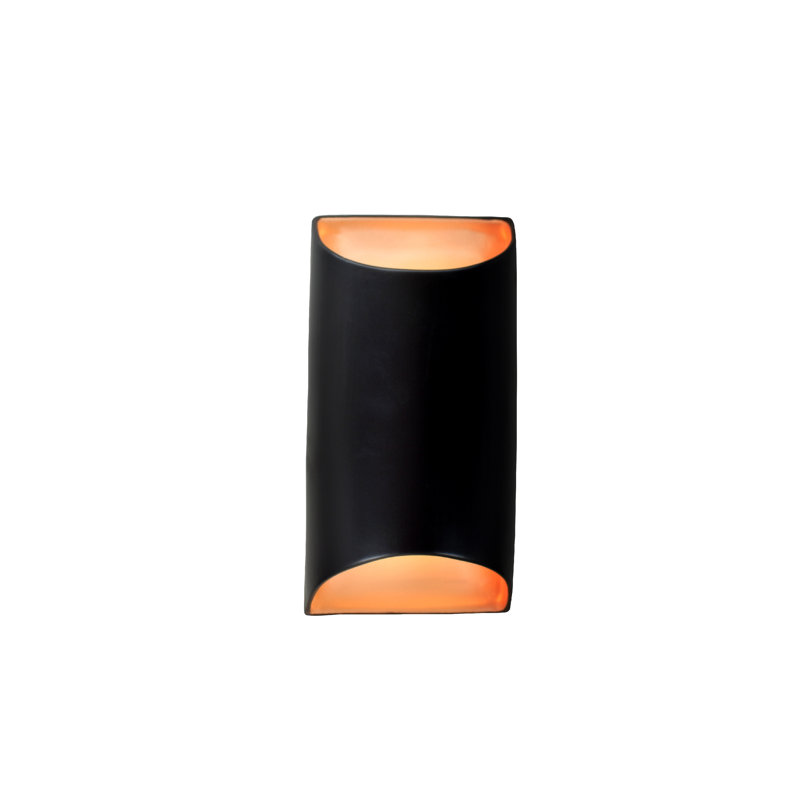 Applique murale en céramique Beda, Noir carbone mat / or champagne, H 10,75 po x l 5,5 po x P 4 po